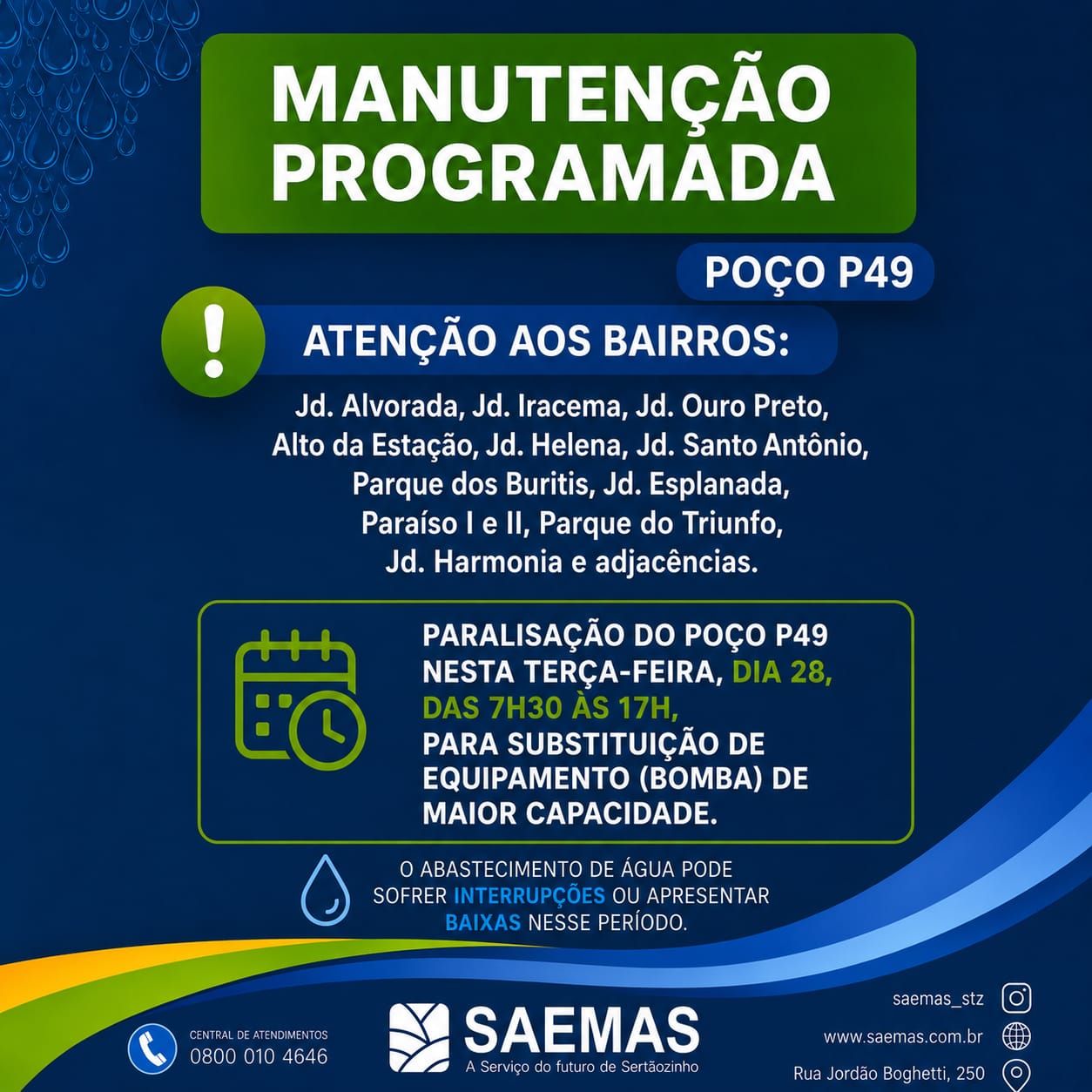 INSTABILIDADE NO ABASTECIMENTO - 27/07/2026