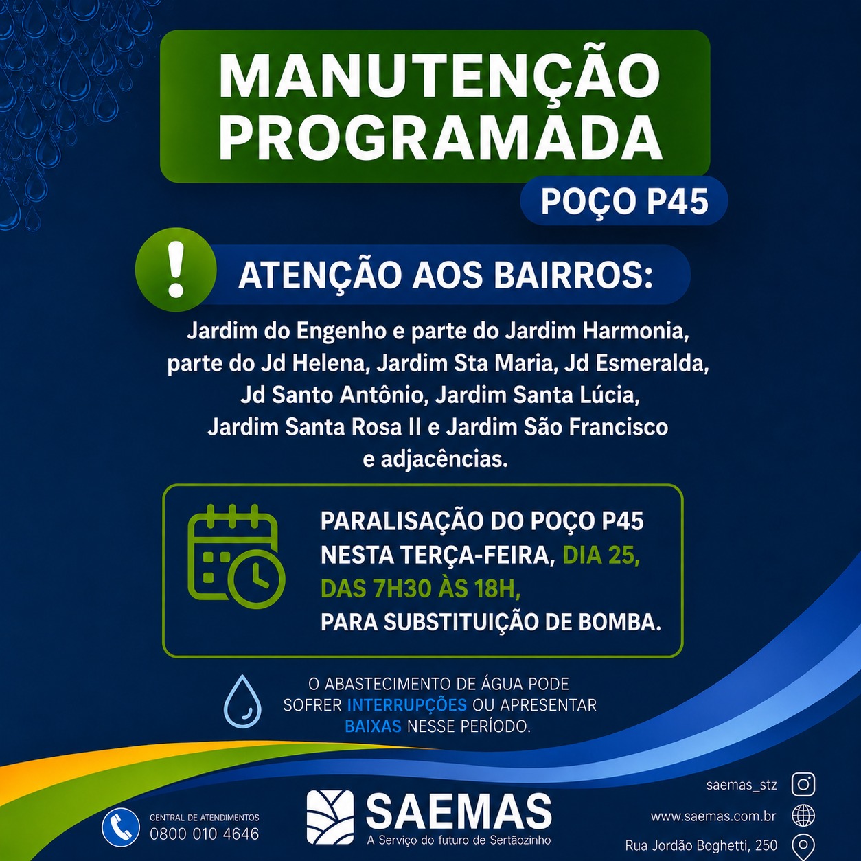 Paralisa&ccedil;&atilde;o do po&ccedil;o P45