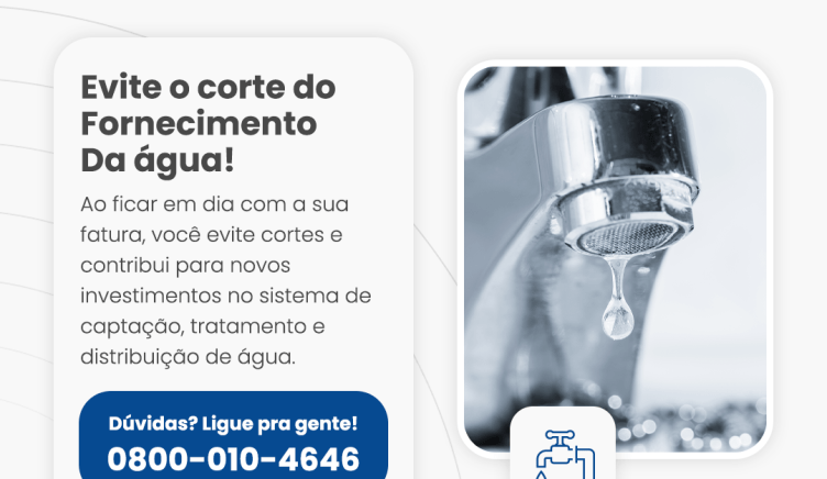 Fique em dia com o Saemas e evite o corte no fornecimento de água